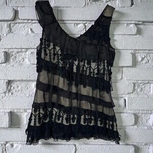 Womens Black Lace Tank Top Size Small Fairy Grunge Whimsigoth Witchy Coquette